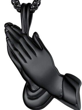 NEW Praying Hands Necklace Chain Serenity Prayer Hands Stainless Steel Religious